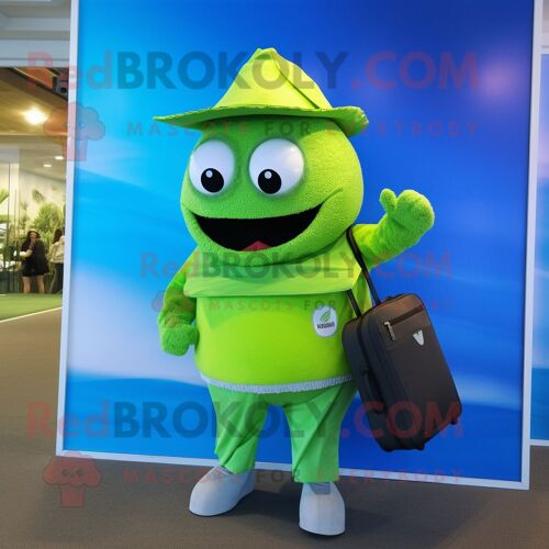 Personnage De Costume De Mascotte Redbrokoly Lime Green Alliance Habillé D'un Maillot De Bain Et De Portefeuilles