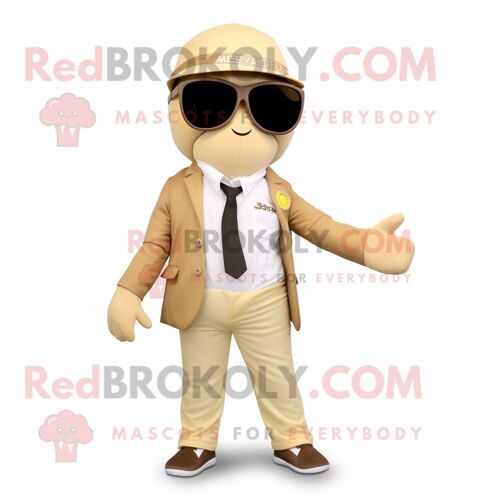Personnage De Costume De Mascotte Redbrokoly Tan Arrow Of Love Habillé D'un Pantalon De Costume Et De Lunettes De Soleil