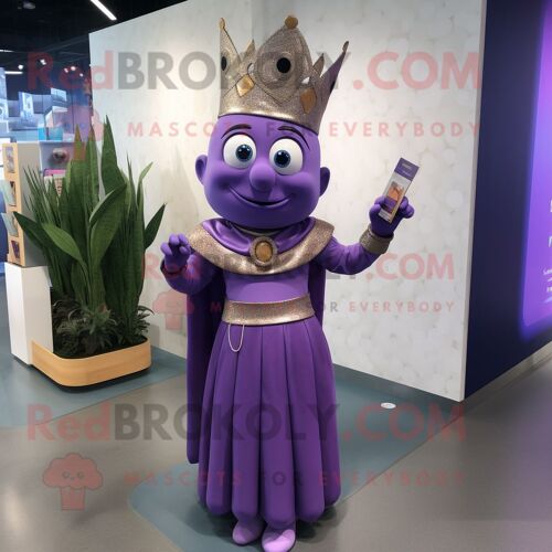 Personnage De Costume De Mascotte Redbrokoly Purple Queen Habillé D'une Jupe Crayon Et De Bracelets De Cheville