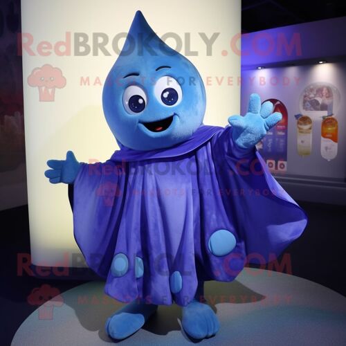 Personnage De Costume De Mascotte Redbrokoly De Prune Bleue Habillé D'une Combinaison Et D'épingles De Châle
