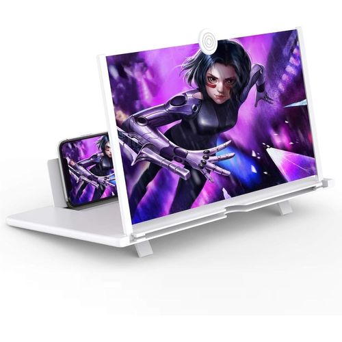 Agrandisseur Ecran Telephone 16 Pouces, Ecran Loupe Pour Téléphone Portable, 3D Hd Loupe Pour Smartphone, Pour Regarder Des Vidéos De Films,Pour Tous Les Smartphones (Blanc)[Z609]