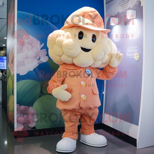 Personnage De Costume De Mascotte Redbrokoly De Chou-Fleur De Pêche Habillé D'une Barboteuse Et D'épingles À Chapeau