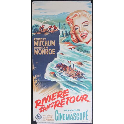 Rivière Sans Retour - River Of No Return - Film 1954 Réalisation De Otto Preminger Avec Robert Mitchum, Marilyn Monroe - Affiche De Cinéma Originale Française De 1954 - 37x77 Cm - Movie Poster