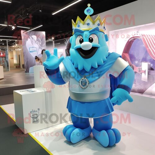 Personnage De Costume De Mascotte Redbrokoly De Roi Bleu Ciel Habillé D'un T-Shirt Et De Montres Bracelet