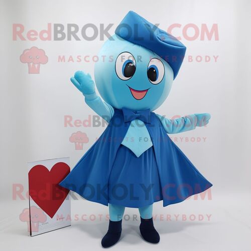 Personnage De Costume De Mascotte Redbrokoly Blue Arrow Of Love Habillé D'une Jupe Trapèze Et De Pochettes