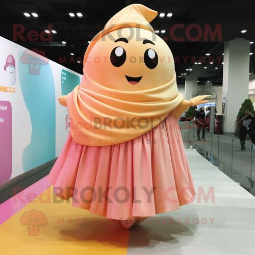 Personnage De Costume De Mascotte Redbrokoly Peach Ice Cream Cone Habillé D'une Jupe Longue Et De Bandeaux