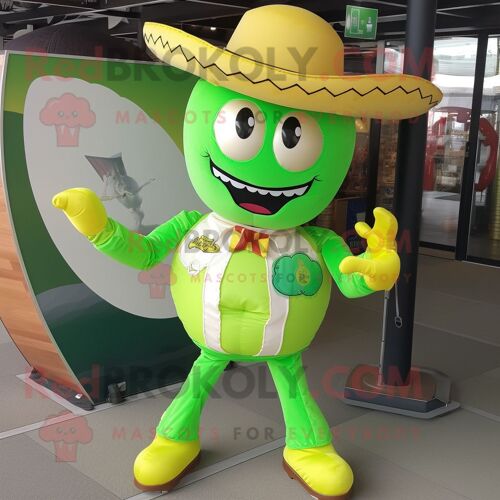 Personnage De Costume De Mascotte Redbrokoly De Cow-Boy Vert Citron Vêtu D'un Bikini Et D'anneaux