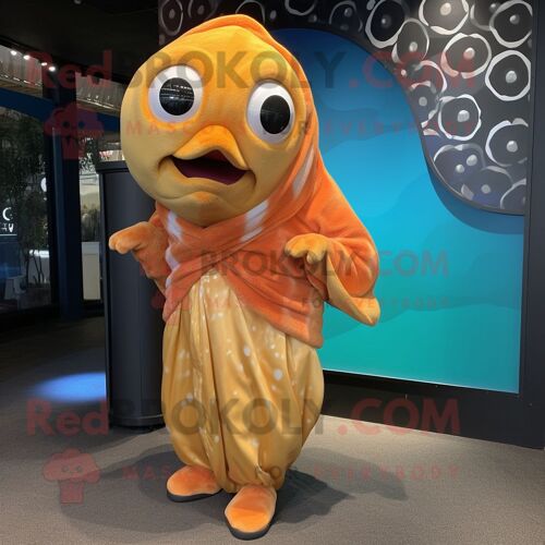 Personnage De Costume De Mascotte Redbrokoly De Poisson Clown Doré Habillé D'un Bermuda Et D'épingles À Châle