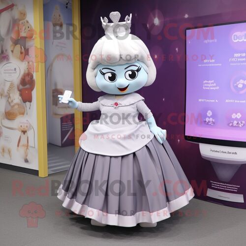 Personnage De Costume De Mascotte Redbrokoly Silver Plum Vêtu D'une Robe Taille Empire Et De Montres Connectées