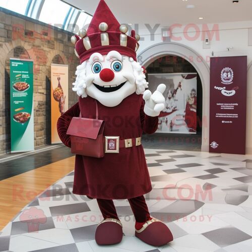 Personnage De Costume De Mascotte Redbrokoly De Château Irlandais Marron Habillé Avec Un Legging Et Des Sacs À Main