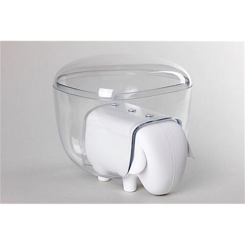 Boîte à coton mouton - L 15 x l 16 x H 16 cm - Blanc et Transparent
