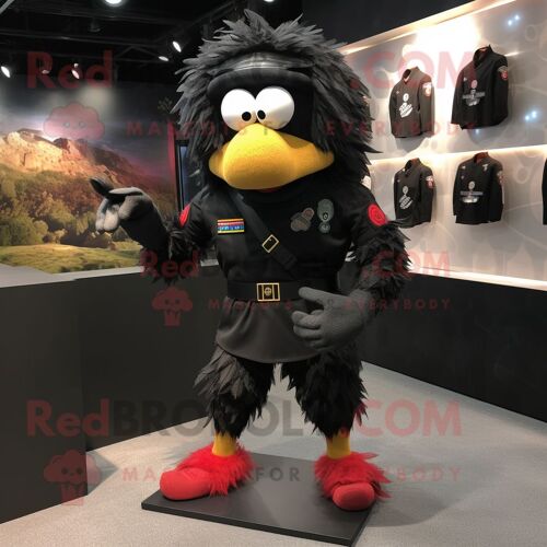 Personnage De Costume De Mascotte Redbrokoly Black Marine Recon Habillé D'un Short De Course Et De Pinces À Cheveux