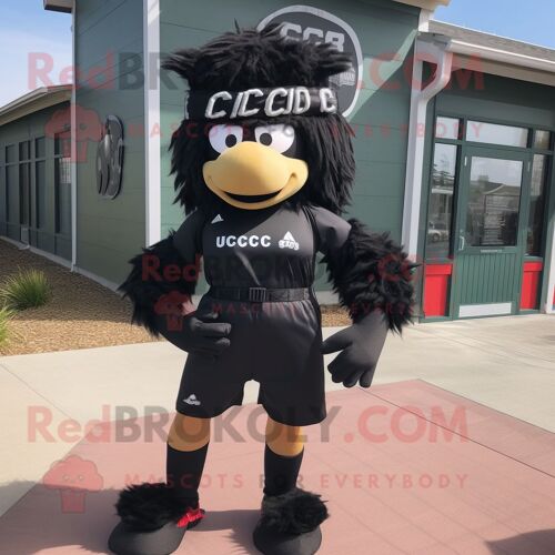 Personnage De Costume De Mascotte Redbrokoly Black Marine Recon Habillé D'un Short De Course Et De Pinces À Cheveux