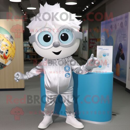 Personnage De Costume De Mascotte Redbrokoly Silver Candy Habillé D'un T-Shirt À Manches Longues Et De Lunettes