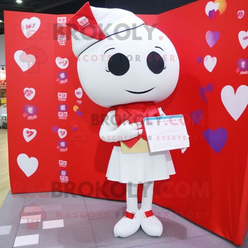 Love Letter Costume Mascotte Redbrokoly Personnage Habillé Avec Un Legging Et Des Pochettes