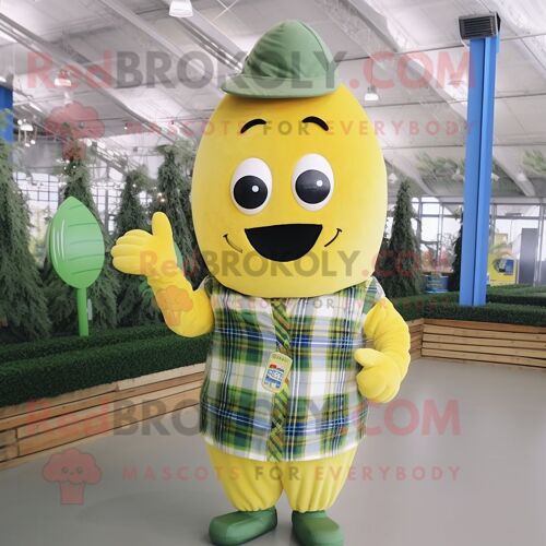 Personnage De Costume De Mascotte Redbrokoly Olive Banana Habillé D'une Chemise En Flanelle Et De Bonnets