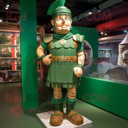 Personnage De Costume De Mascotte Redbrokoly De Soldat Romain Vert Forêt Habillé D'une Barboteuse Et D'anneaux