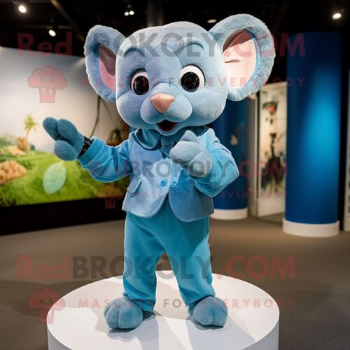 Personnage De Costume De Mascotte Redbrokoly De Loir Bleu Ciel Habillé D'une Barboteuse Et De Cravates