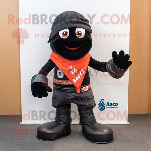 Costume De Mascotte Redbrokoly De L'alliance Noire Personnage Habillé D'un Jean Bootcut Et De Clips D'écharpe
