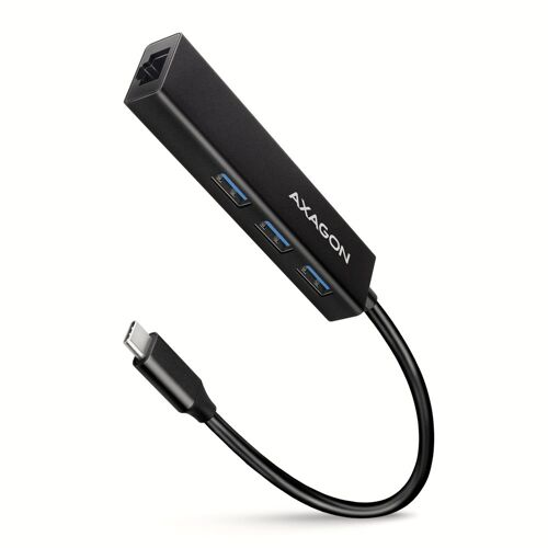 Axagon HMC-GL3A USB-C-Hub 3x USB-A Gbit-LAN schwarz USB 3.2 Gen 1 (3.1 Gen 1) Type-C 5000 Mbit/s Noir
