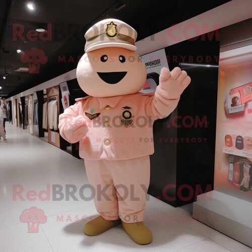 Personnage De Costume De Mascotte Redbrokoly Peach Air Force Soldier Habillé Avec Un Cardigan Et Des Épingles À Chapeau