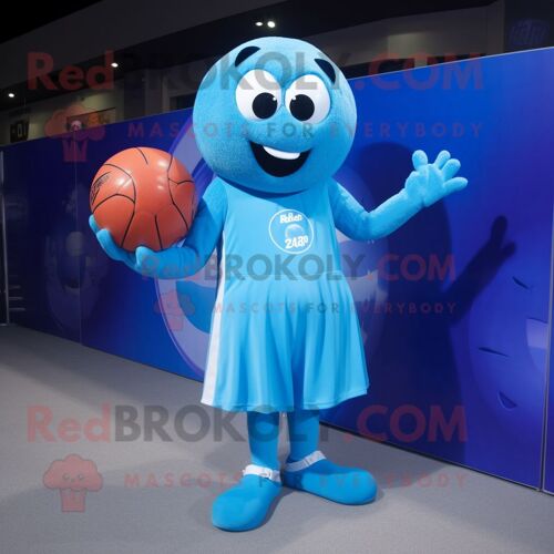 Personnage De Costume De Mascotte Redbrokoly De Ballon De Handball Cyan Habillé D'une Robe Taille Empire Et De Cravates