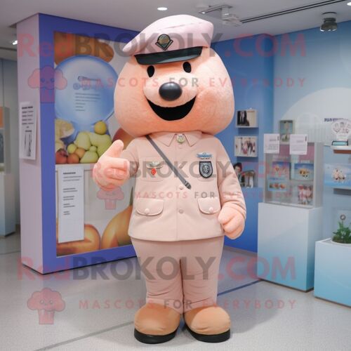 Personnage De Costume De Mascotte Redbrokoly Peach Air Force Soldier Habillé Avec Un Cardigan Et Des Épingles À Chapeau