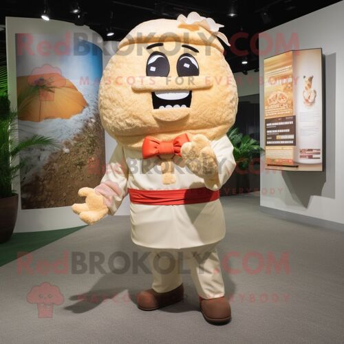 Personnage De Costume De Mascotte Redbrokoly Tan Fried Rice Habillé D'un Rash Guard Et De Carrés De Poche