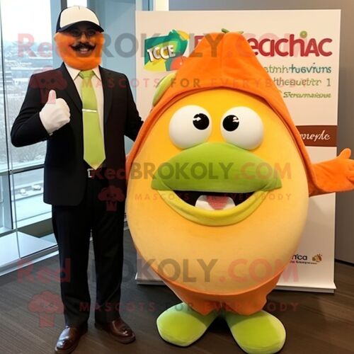 Costume De Mascotte Redbrokoly De Ceviche De Pêche Personnage Habillé D'un Pull Et De Pochettes