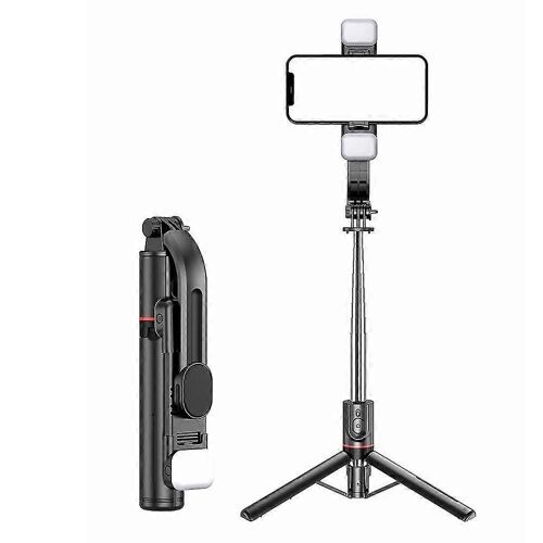 Perche À Selfie Sans Fil Avec Deux Lumières D'appoint À Intensité Variable, Trépied Extensible Et Support De Téléphone - Portable (L13d)
