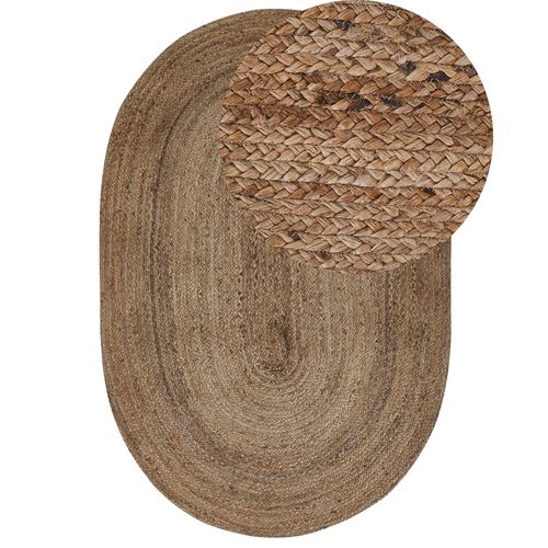 Tapis Oval En Jute Beige 120 X 180 Cm Demirci