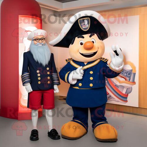Personnage De Costume De Mascotte Redbrokoly De Chef De La Marine Vêtu D'une Jupe Longue Et De Montres