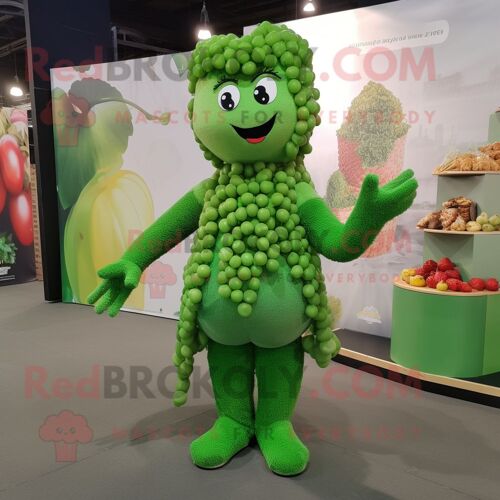 Personnage De Costume De Mascotte Redbrokoly De Raisin Vert Forêt Habillé D'un Chemisier Et De Bracelets