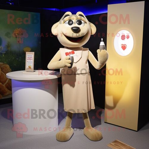 Mascotte Redbrokoly De Personnage De Lettre D'amour Beige Habillée D'une Robe De Cocktail Et De Porte-Clés
