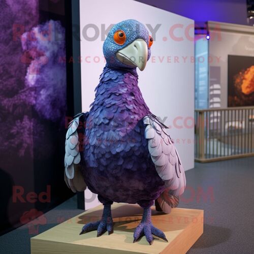 Personnage De Costume De Mascotte Redbrokoly De Pintade Lavande Habillé D'un Body Et De Bandeaux