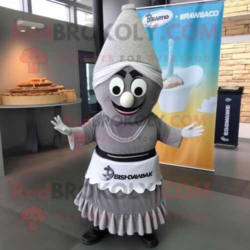 Personnage De Costume Mascotte Redbrokoly Biryani Gris Habillé D'une Jupe Cercle Et De Bonnets