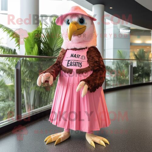 Personnage De Costume De Mascotte Redbrokoly D'aigle Haast S Rose Habillé D'une Robe Longue Et De Bérets