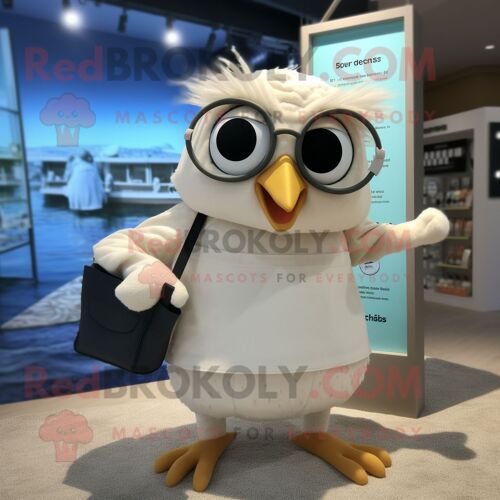 Personnage De Costume De Mascotte Redbrokoly De Corbeau Beige Habillé D'un Maillot De Bain Une Pièce Et De Portefeuilles