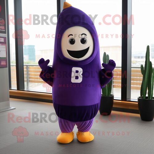 Personnage De Costume De Mascotte Redbrokoly D'aubergine Habillé D'un T-Shirt Et De Bonnets