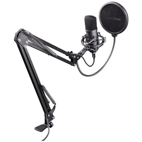 Trust Gaming GXT 252+ Emita Plus Microphone USB Cardioïde avec Bras de Micro pour Podcast, Streaming, Youtubeur ¿ Noir