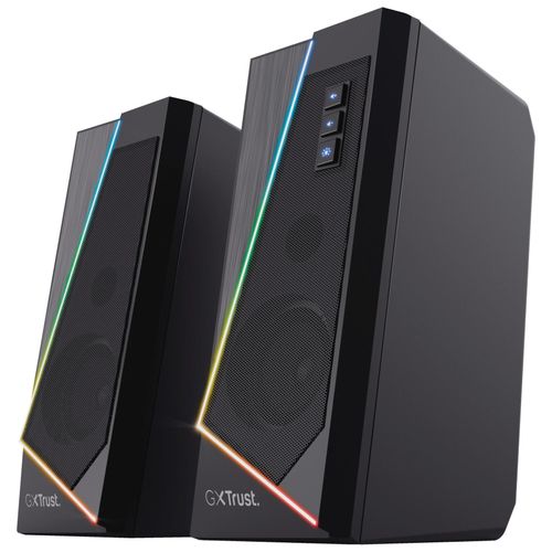 Trust Gaming GXT 609 Zoxa Enceinte Gaming PC RGB, 12W, Alimentation USB, Haut Parleur Ordinateur Gamer, Baffle pour Bureau - Noir
