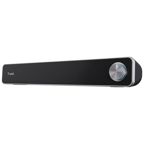 Trust Arys Enceinte PC, 12 Watt, Barre de Son PC, Alimentation USB, Jack 3,5 mm, Haut Parleur pour Ordinateur Portable, Tablette, et TV - Noir