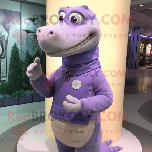 Mascotte Redbrokoly De Personnage De Crocodile Lavande Habillé D'un Col Roulé Et D'un Bracelet Montres