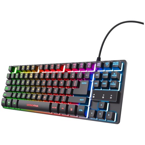 Trust Gaming GXT 833 Thado Clavier Gamer TKL RGB Filaire Compact, Éclairage LED Multicolore, AZERTY Français