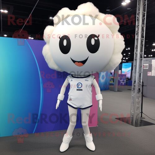 Personnage De Costume De Mascotte Redbrokoly De Balle De Volley-Ball Blanc Habillé D'un Legging Et D'épingles À Cheveux