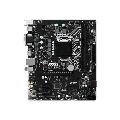 MSI H110M ECO - Carte-mère - micro ATX - LGA1151 Socket - H110 Chipset - USB 3.1 Gen 1 - Gigabit LAN - carte graphique embarquée (unité centrale requise) - audio HD (8 canaux)