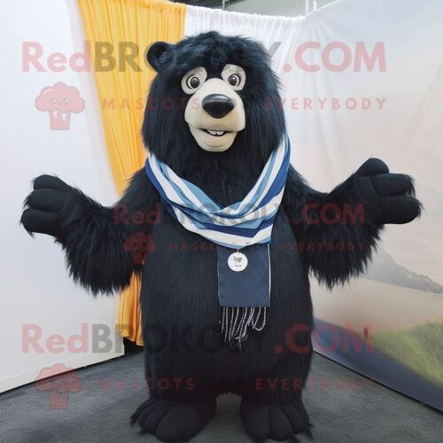 Personnage De Costume De Mascotte Redbrokoly D'ours Paresseux Bleu Marine Habillé D'un Body Et De Clips D'écharpe