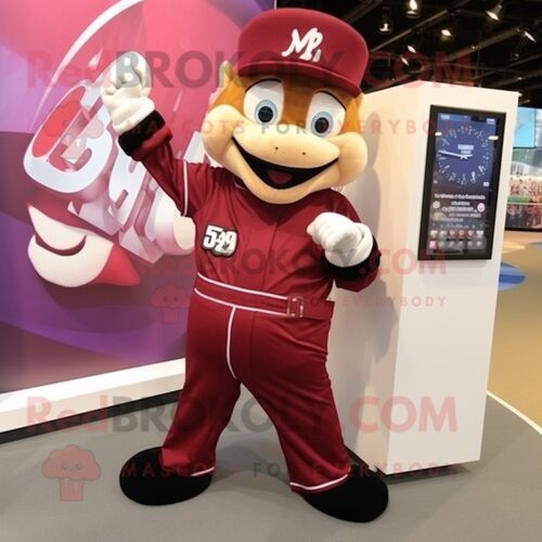 Personnage De Costume De Mascotte Redbrokoly De Gant De Baseball Marron Vêtu D'une Robe De Soirée Et De Montres Numériques