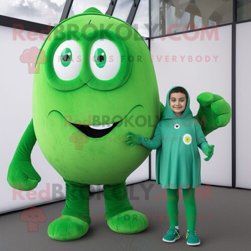 Mascotte Redbrokoly De Personnage De Moussaka Verte Habillée D'un Body Et De Montres