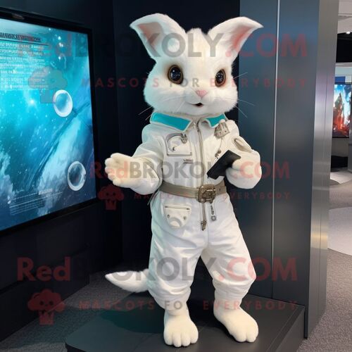 Personnage De Costume De Mascotte Redbrokoly D'écureuil Volant Blanc Habillé D'une Combinaison Et D'épinglettes